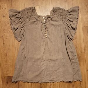 Free People Cotton Oversized Mini Dress Olive Size S